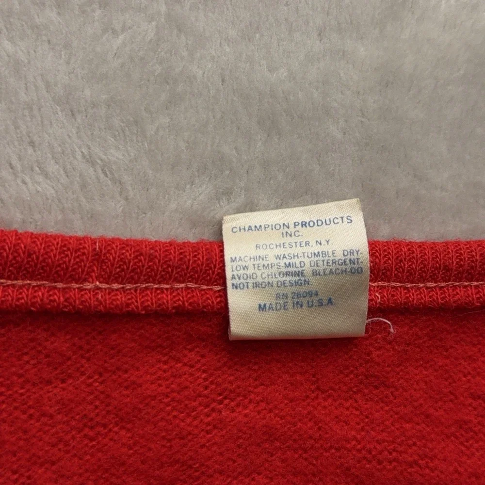Vintage Champion Texas Tech Red Knit Collegiate Sweater Long Sleeve M USA 70s
